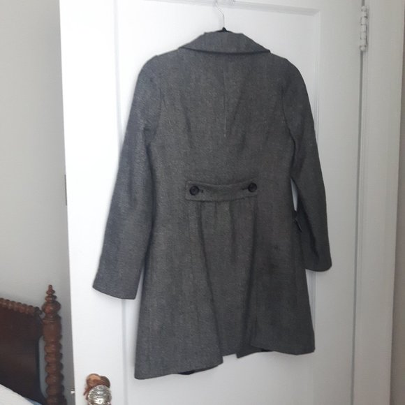 Grey wool tweed peacoat - Picture 2 of 3